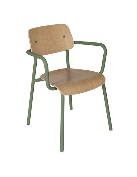 Kovová židle Studie se dřevem a s područkou, indoor | FERMOB-4 cactus