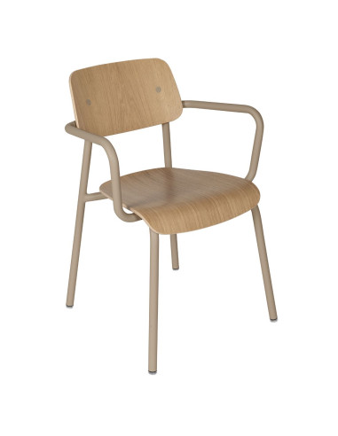 Metal chair Study with wood and armrest, indoor | FERMOB - 16