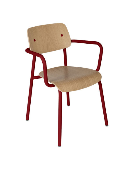 Kovová židle Studie se dřevem a s područkou, indoor | FERMOB-20 chilly