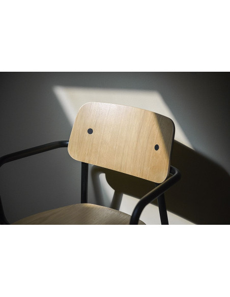 Kovová židle Studie se dřevem a s područkou, indoor | FERMOB-29