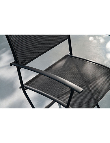 Skládací kovová židle Plein Air s područkami a s výpletem | FERMOB-21