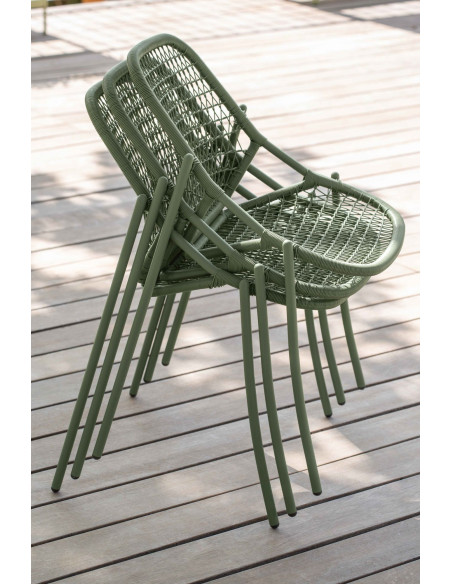 Kovová židle Sixties s výpletem, stohovatelná | FERMOB-6