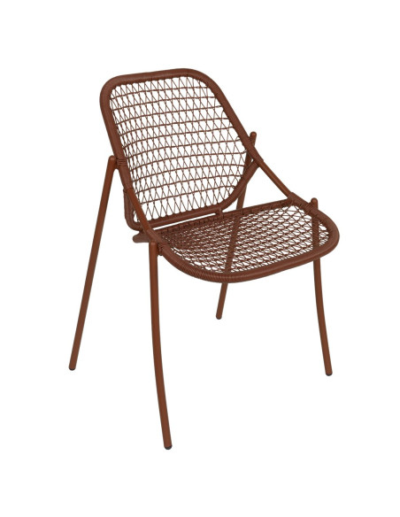 Kovová židle Sixties s výpletem, stohovatelná | FERMOB-3