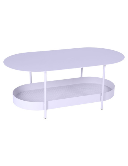 Kovový konferenční stůl Salsa s poličkou | FERMOB-1 marshmallow