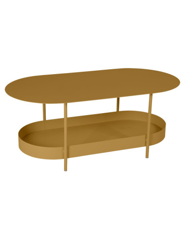 Kovový konferenční stůl Salsa s poličkou | FERMOB-2 gingerbread