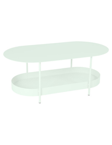 Kovový konferenční stůl Salsa s poličkou | FERMOB-16 ice mint