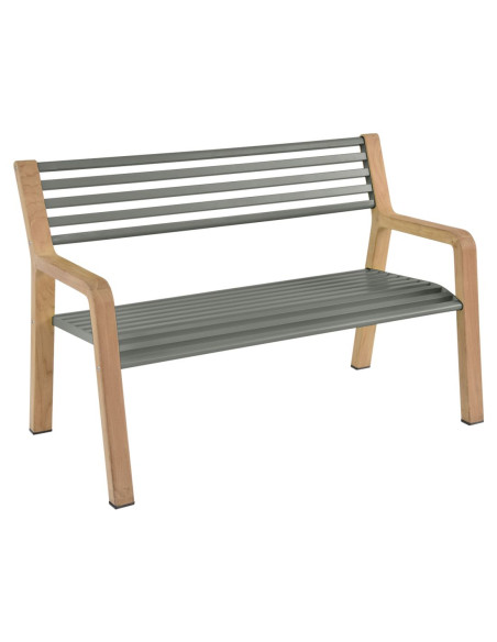 Teak bench Somerset with metal slats | FERMOB - 21