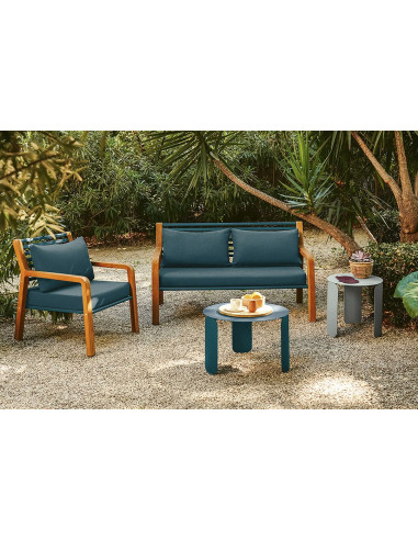 Teaková 2-místná lavička Somerset s čalouněním | FERMOB-7