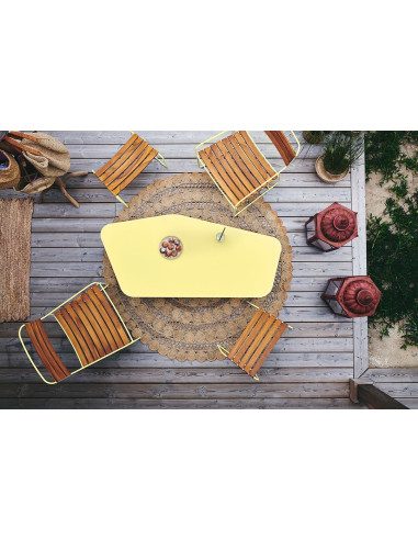 Kovové křeslo Surprising s teakem | FERMOB-28