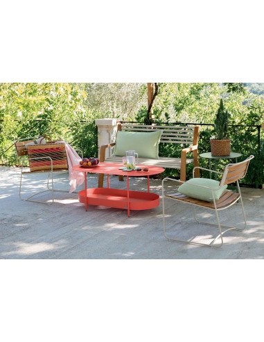 Kovové křeslo Surprising s teakem | FERMOB-27