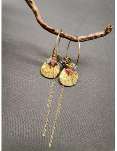 Kruhové náušnice s turmalíny a lístkem | PIOU PIOU 2