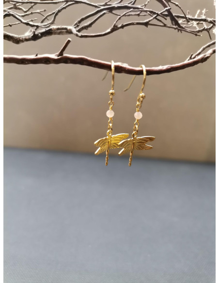 Náušnice tvaru vážky se slunečním kamínkem | PIOU PIOU