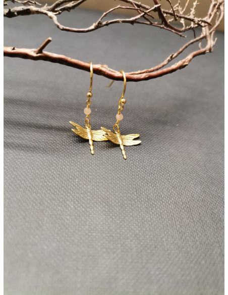 Náušnice tvaru vážky se slunečním kamínkem | PIOU PIOU