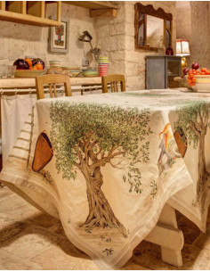 Lněný ubrus s potiskem, Olivovník DOP, 160x230 | TESSITURA TOSCANA TELERIE 2