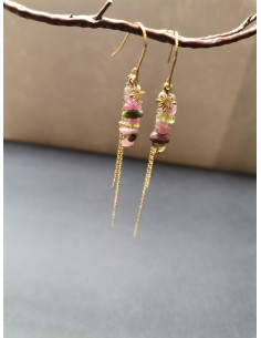 Gold earrings with tourmaline| PIOU PIOU - 1