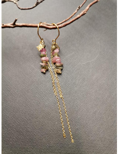 Gold earrings with tourmaline| PIOU PIOU - 1 2