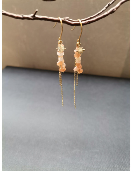 Zlaté náušnice se slunečním kamenem| PIOU PIOU