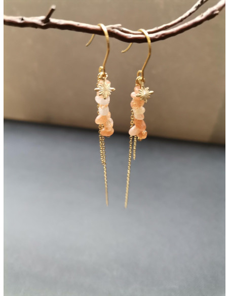 Zlaté náušnice se slunečním kamenem| PIOU PIOU