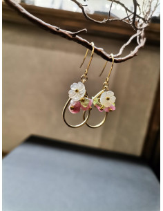 Gold earrings with pearl and tourmaline| PIOU PIOU - 1