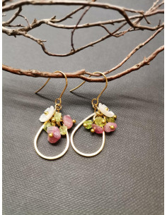 Gold earrings with pearl and tourmaline| PIOU PIOU - 1 2