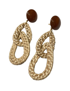 Náušnice Rafie dlouhé kapky, přírodní | FRANCINE BRAMLI - 1