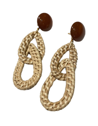 Náušnice Rafie dlouhé kapky, přírodní | FRANCINE BRAMLI