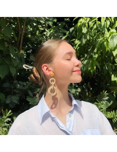 Náušnice Rafie dlouhé kapky, přírodní | FRANCINE BRAMLI - 1 2