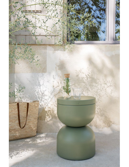 Piapolo metal table/stool with storage space | FERMOB - 49