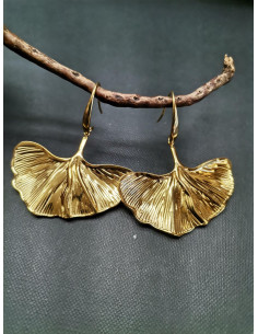 Náušnice s ověsem ve tvaru listu Gingo, zlaté | PIOU PIOU