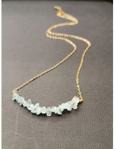 Řetízek zlatý s kamínky aquamarínu|PIOU PIOU - 1