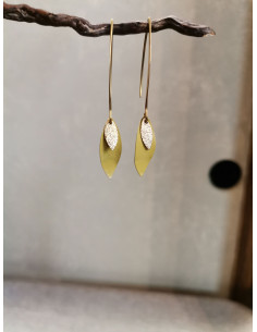 Visací náušnice se lístkem v barvě olivy | PIOU PIOU 2