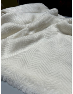 Jemný vlněný pléd s vytkávaným vzorem, bílý  | dovoz Indie 2