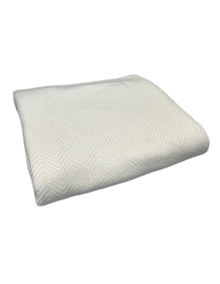 Jemný vlněný pléd s vytkávaným vzorem, bílý  | dovoz Indie