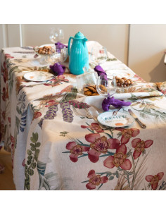 Linen runner with Eradea print, 45x170 | TESSITURA TOSCANA TELERIE - 1 2