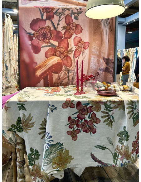 Lněný běhoun s potiskem Eradea, 45x170 | TESSITURA TOSCANA TELERIE b