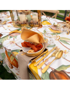 Cotton runner with Cocoa print, 45x170 | TESSITURA TOSCANA TELERIE - 1 2