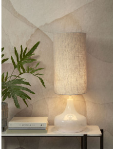 Stolní skleněná lampa Reykjavik se stínítkem světlý len |... 2