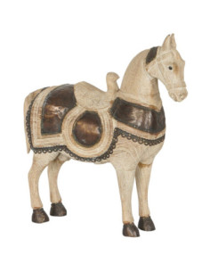 Dřevěná soška koně zdobená tepaným plechem | dovoz Indie