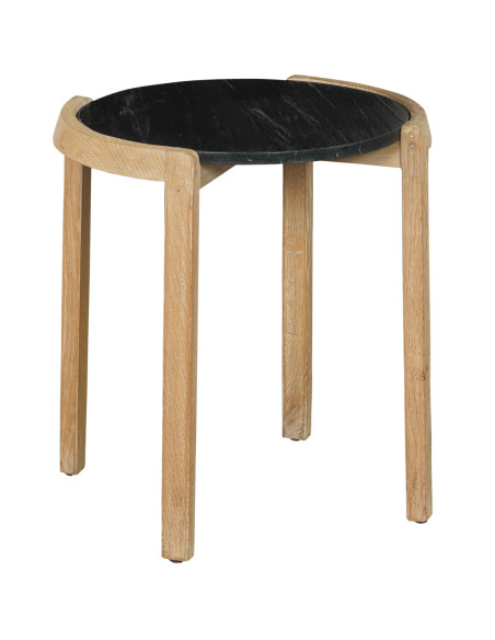 Odkládací dřevěný stolek s černým mramorem | dovoz Indie