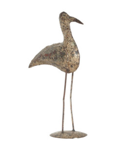 Dekorace – kovová soška s patinou ve tvaru vodního ptáka | dovoz Indie