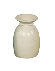 Teaková váza s bílou patinovanou barvou | dovoz Indie