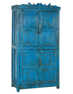 Teaková původní skříň v modré patinované barvě | dovoz Indie