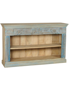 Teaková otevřená komoda – krb s modrou patinou | dovoz Indie - 2