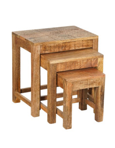 Odkládací dřevěný stolek, přírodní – vel. S | dovoz Indie - 2