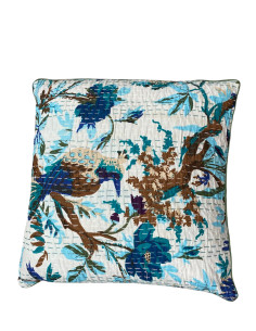 Pillowcase 40x40, white with bird and flowers | import India - 1