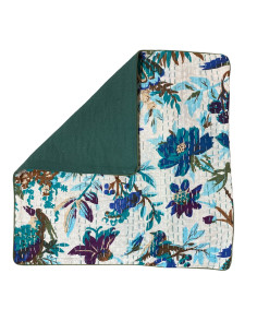 Pillowcase 40x40, white with bird and flowers | import India - 1 2