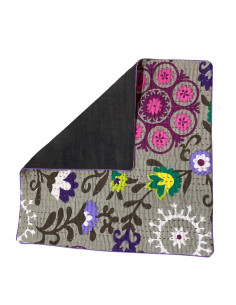 Pillowcase 40x40, grey with flowers | import India - 1 2