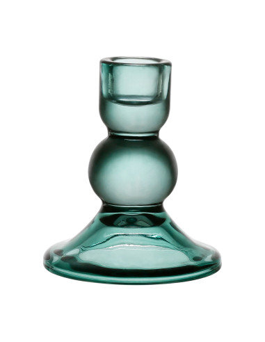 Skleněný svícen Alphe, zelenomodrý | CÔTÉ TABLE