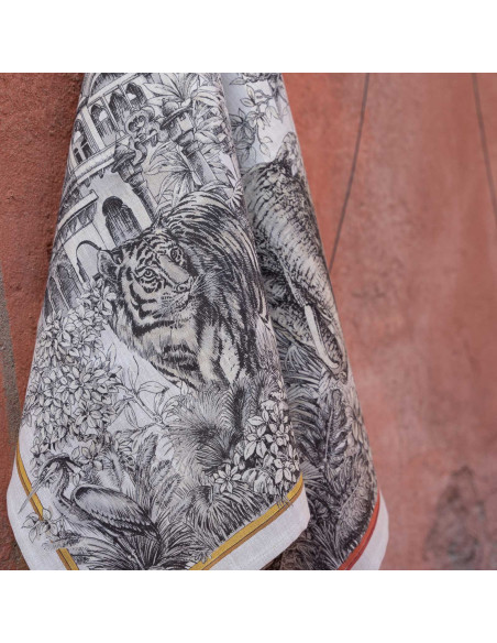 Lněná utěrka Tantra s tygrem | TESSITURA TOSCANA TELERIE