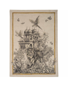 Lněná utěrka Tantra s tygrem | TESSITURA TOSCANA TELERIE - 1